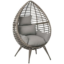 Outsunny Outdoor indoor Wicker Teardrop Chair with Cushion Rattan Lounger