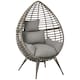 image 1 of Outsunny Outdoor indoor Wicker Teardrop Chair with Cushion Rattan Lounger