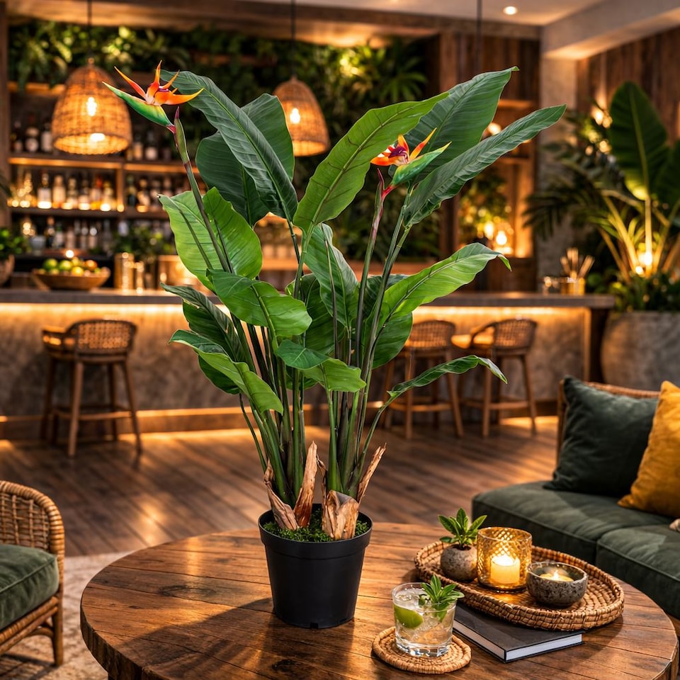 image 1 of 120cm (4ft) Artificial Bird of Paradise Plant (Strelitzia) - Extra Large