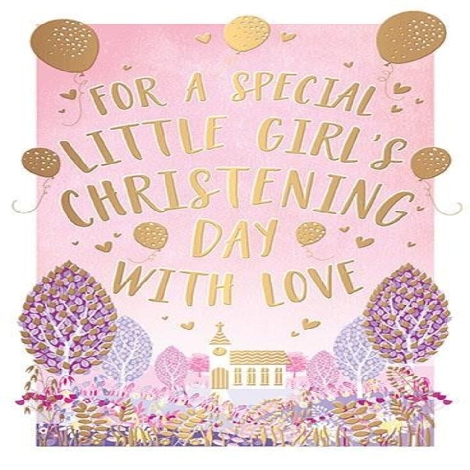 Words 'n' Wishes Traditional Christening Congratulations Card for Girls,Multi-Coloured, Made in the UK