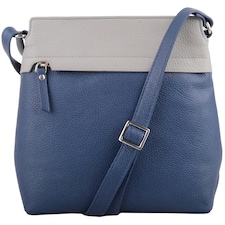 Genuine Soft Leather Crossbody Shoulder Two Toned Handbag Blue | Ink Blue