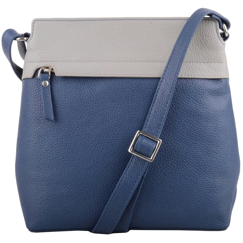 image 1 of Genuine Soft Leather Crossbody Shoulder Two Toned Handbag Blue | Ink Blue