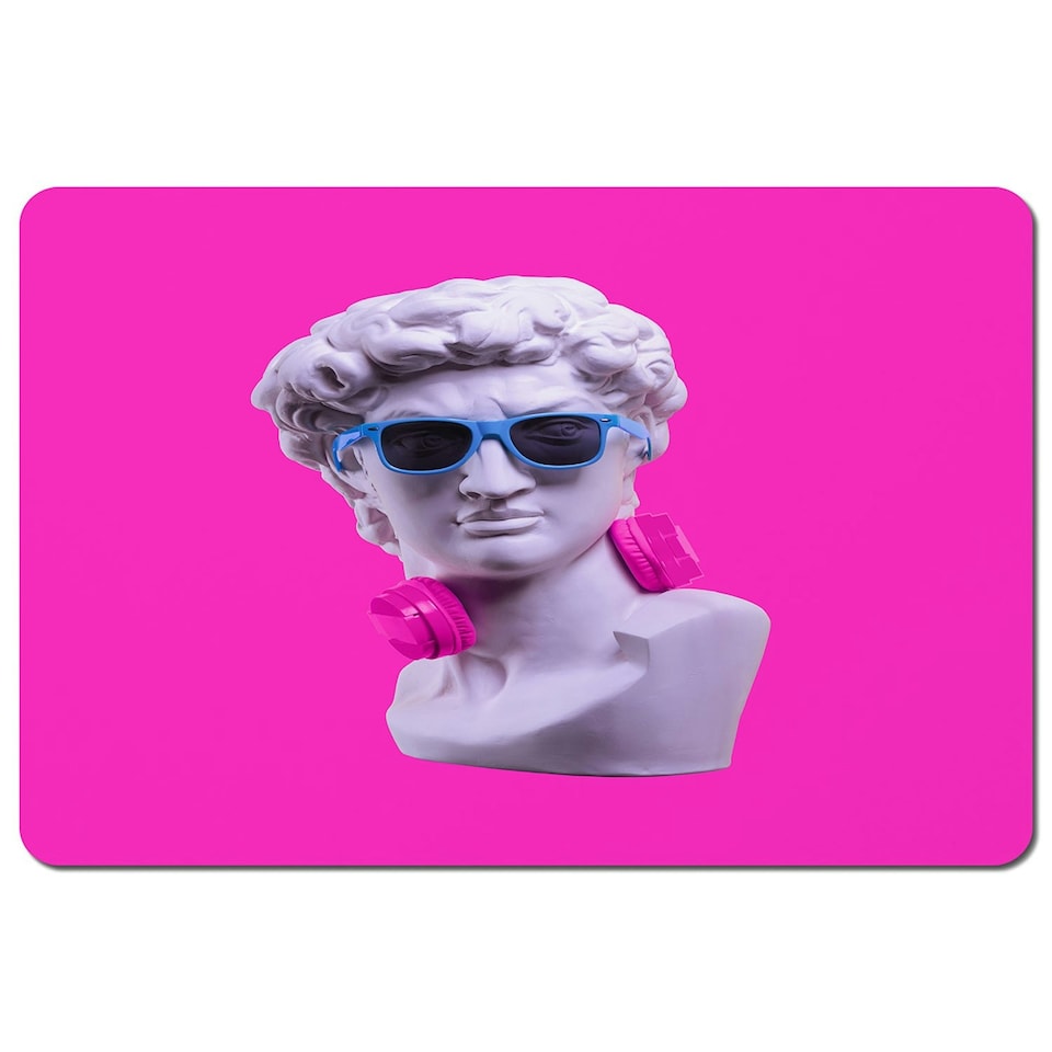 image 1 of Plaster statue of David's head in blue sunglasses (Placemat)