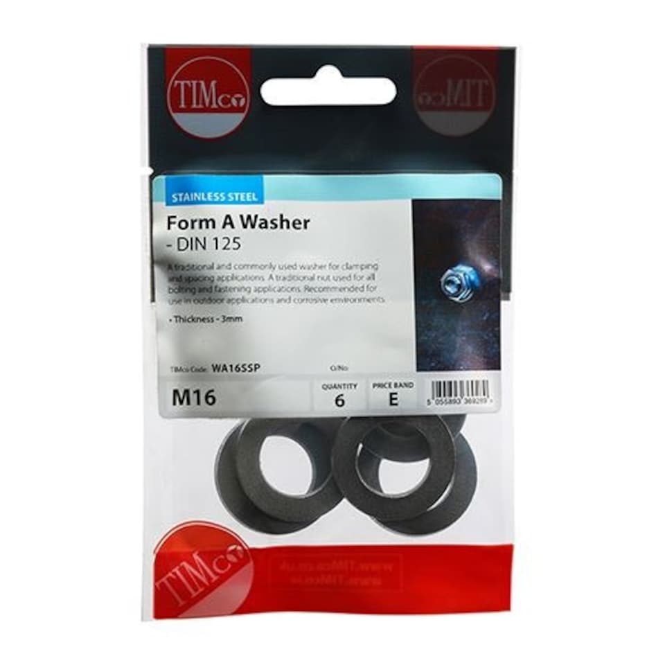 image 1 of Timco - Form A Washers - Stainless Steel (Size M16 - 6 Pieces)