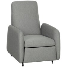 HOMCOM Push Back Recliner Chair Fabric Reclining Armchair  Grey Grey