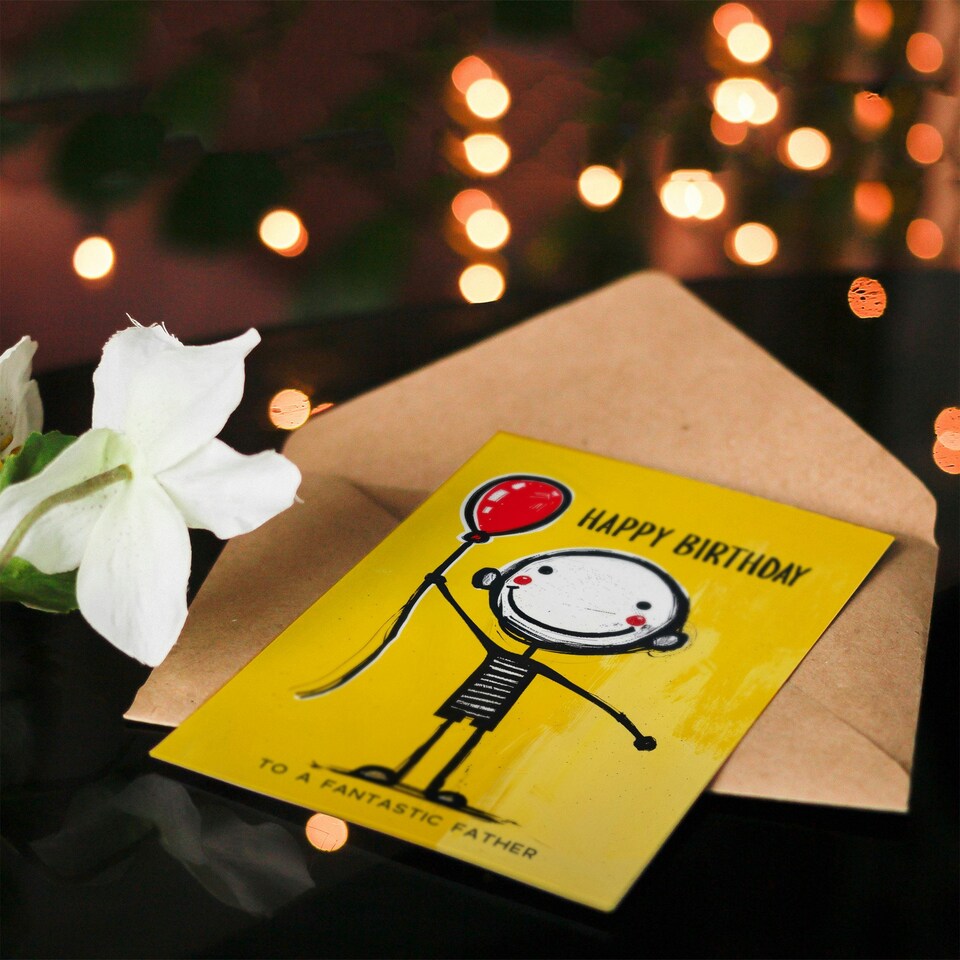 image 1 of Fantastic Fun Colourful Balloon Boy Cheerful Father Birthday Card