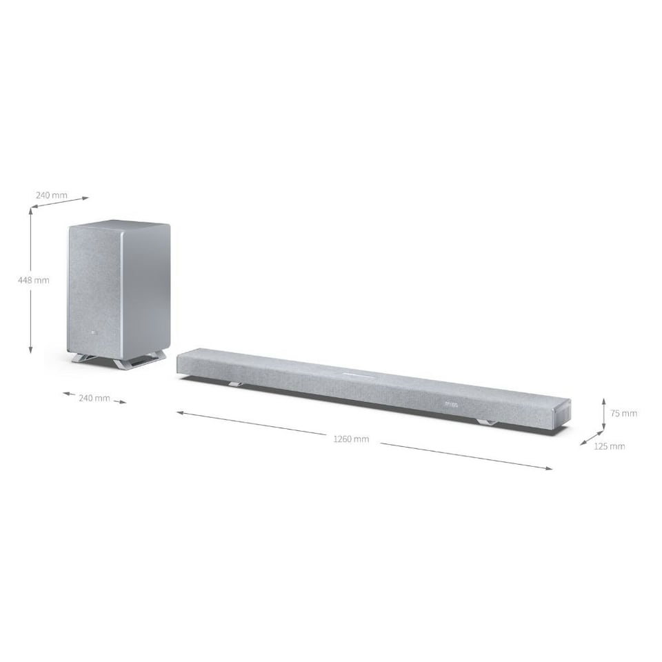 image 1 of SHARP HT-SBW55121(SL) Q 5.1.2 Dolby Atmos DTS:X Soundbar with Wireless Subwoofer - Silver