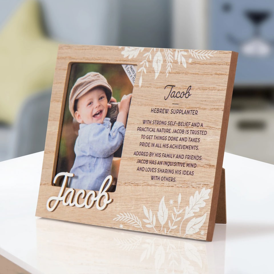 image 1 of History & Heraldry Pre-Personalised Kids Wooden Picture Frame - Jacob