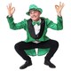 image 1 of Irish Leprechaun Sequin Costume with Trilby Hat Green | 2XL