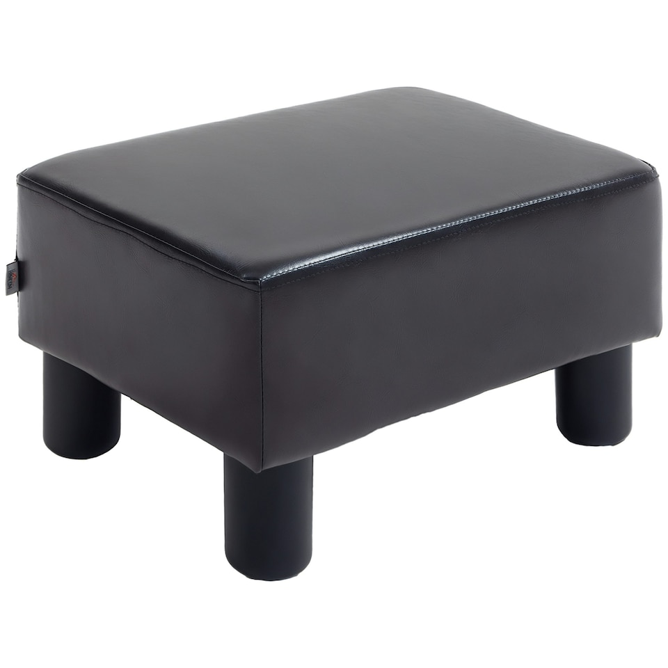 image 1 of HOMCOM Chic Faux Leather Footstool Ottoman Cube with 4 Plastic Legs Brown