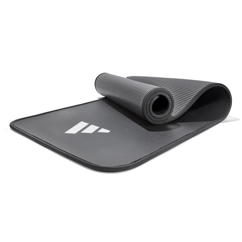 image 1 of Adidas 10mm NBR Training Mat — Cushioned, Non-slip Yoga & Exercise Mat with Carry Strap. | Black | Red | 183cm (L) x 61cm (W) x 1cm (H)