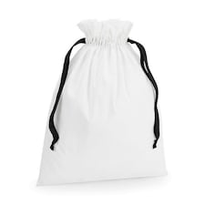 Westford Mill Ribbon Cotton Drawstring Gift Bag - Soft White/Black - 62cm x 49cm | White | 1