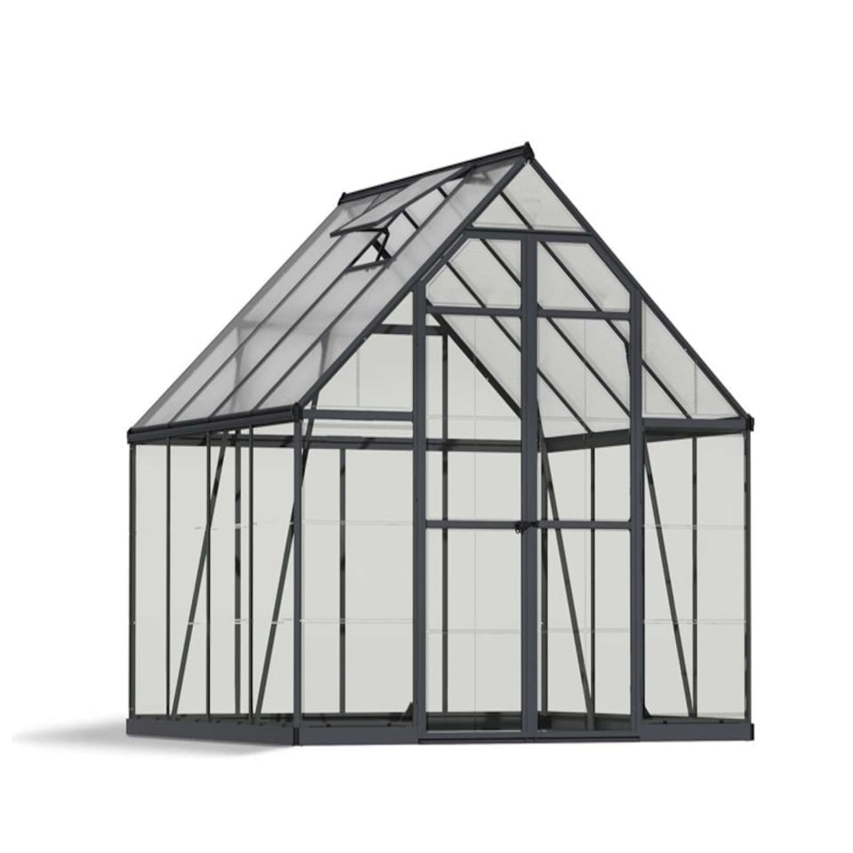 image 1 of 8 x 8 Feet Balance Greenhouse - Polycarbonate - L247 x W244 x H229 cm - Grey