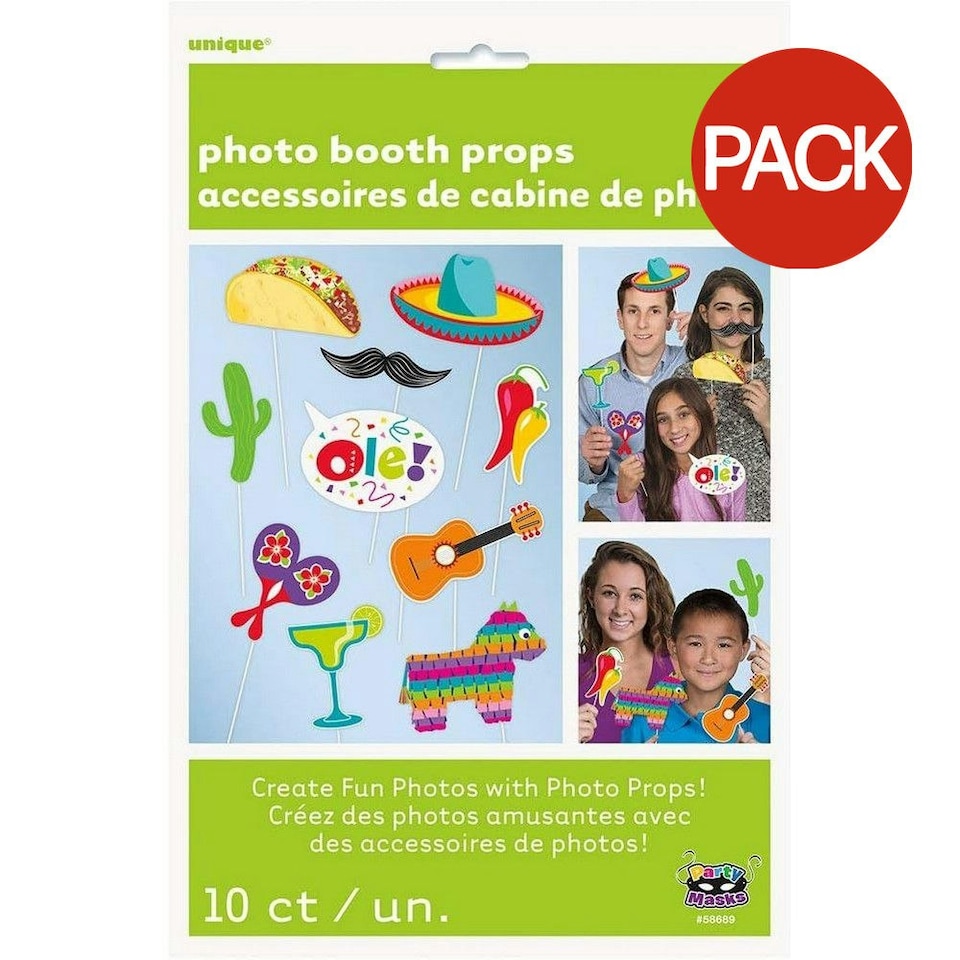 Unique Party Photobooth Props (Pack of 10) - Multicoloured - One Size