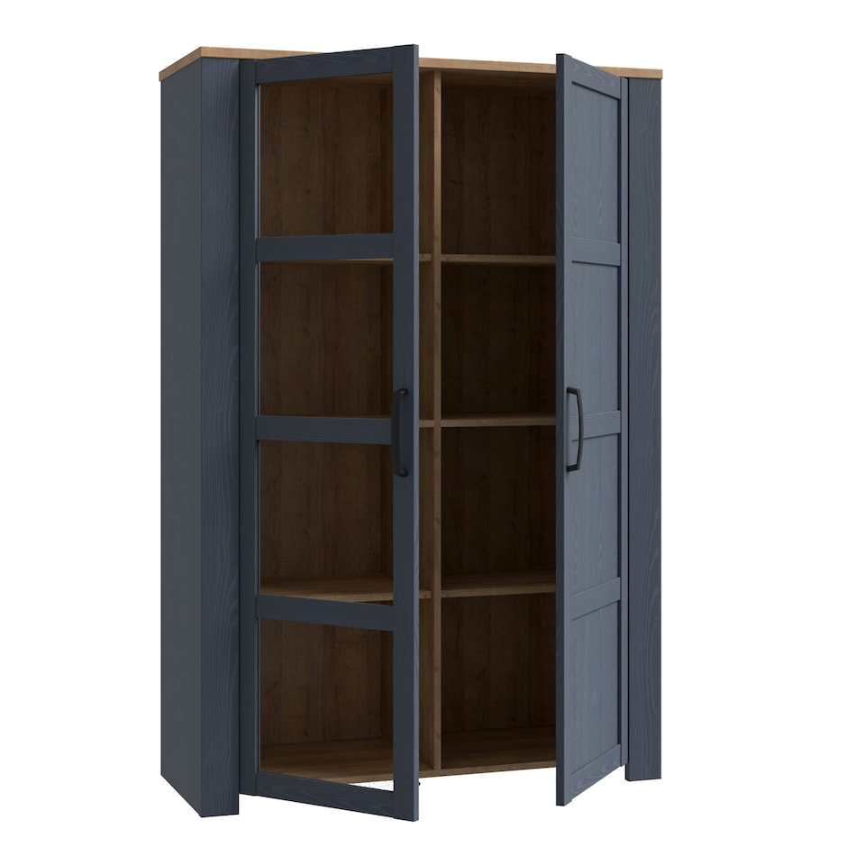 image 1 of Bohol 2 Door Display Cabinet in Riviera Oak/Navy