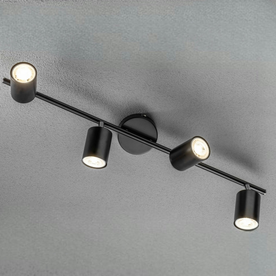 image 1 of CGC JACK Black Four Head GU10 Ceiling Spot Bar Light Black