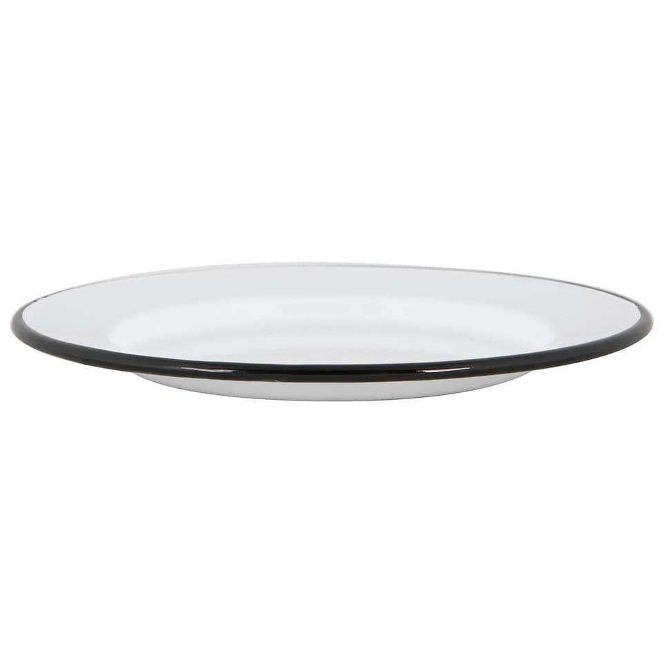 image 1 of Argon Tableware White Enamel Dinner Plates - 25.5cm - Black - Pack of 6 | Black | Black