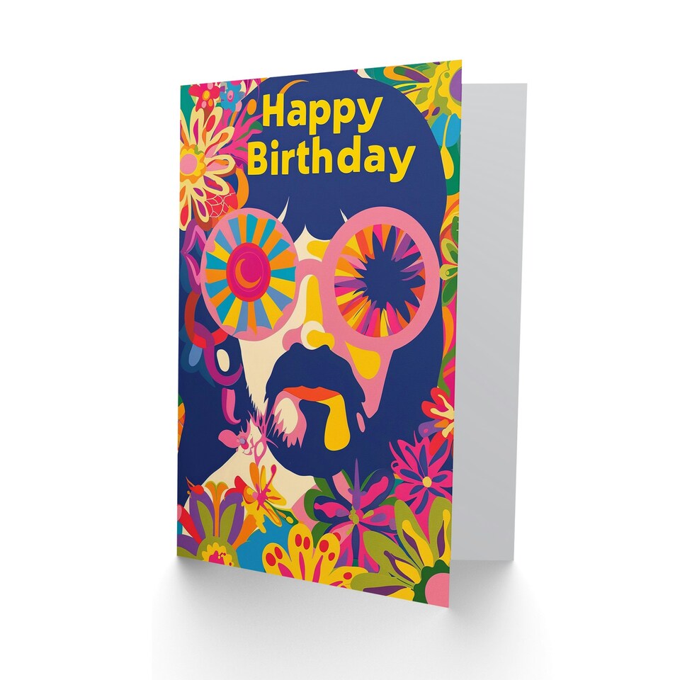 image 1 of Hippie Sunglasses Colourful Flower Power Man Him Birthday Card