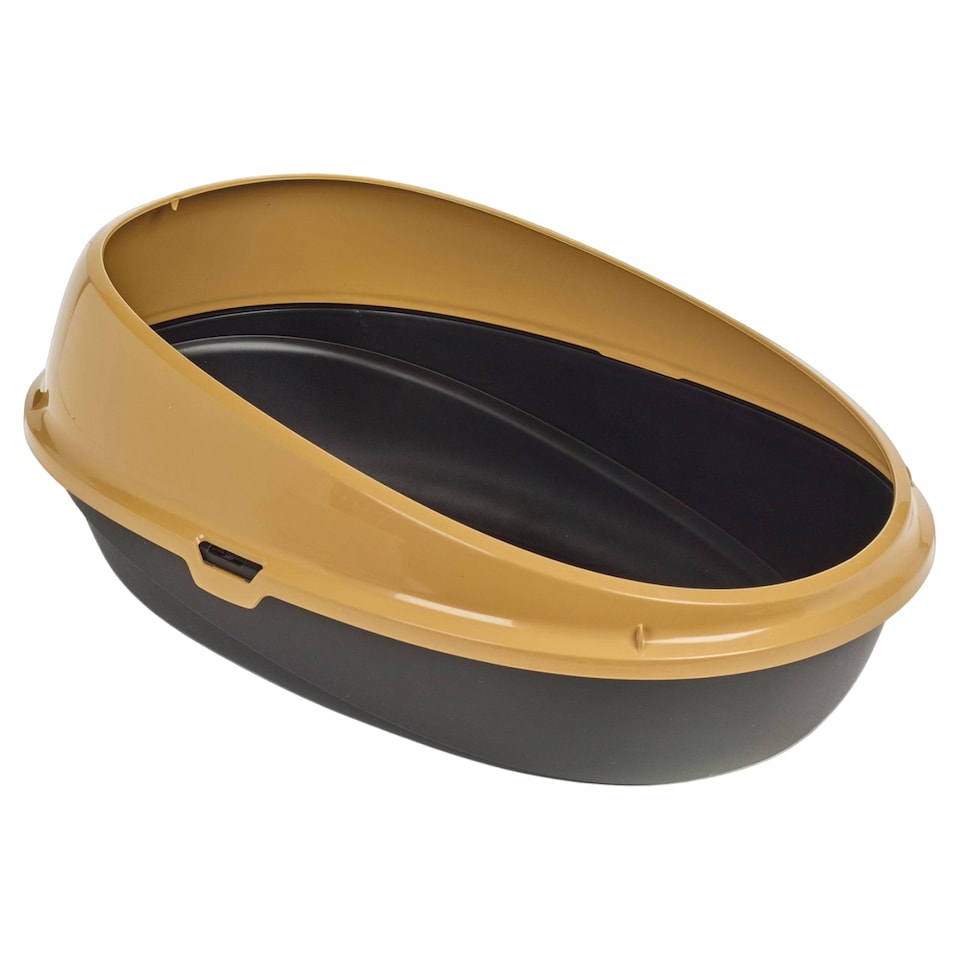 image 1 of Oval Cat Litter Tray Box with Rim | Yellow | 1