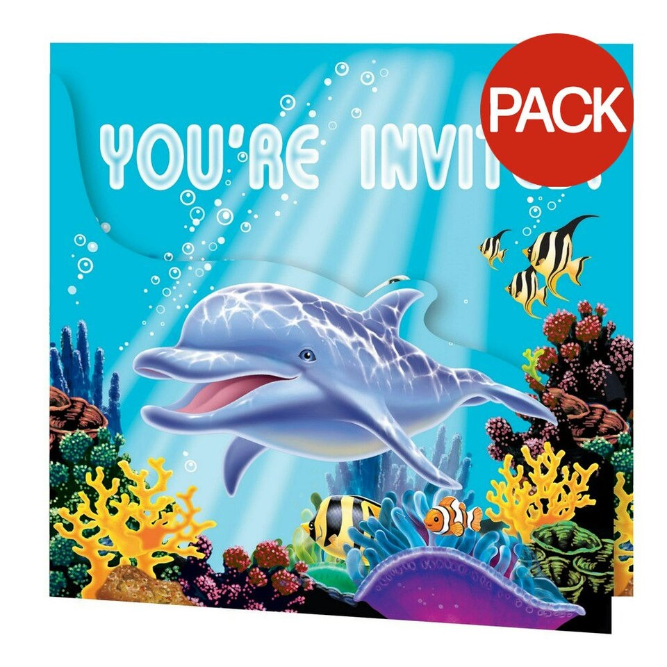Creative Converting Enhanced Ocean Invitations (Pack of 8) - Multicoloured - One Size