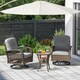 image 5 of COSTWAY 3 Pieces Patio Rattan Bistro Conversation Set Grey