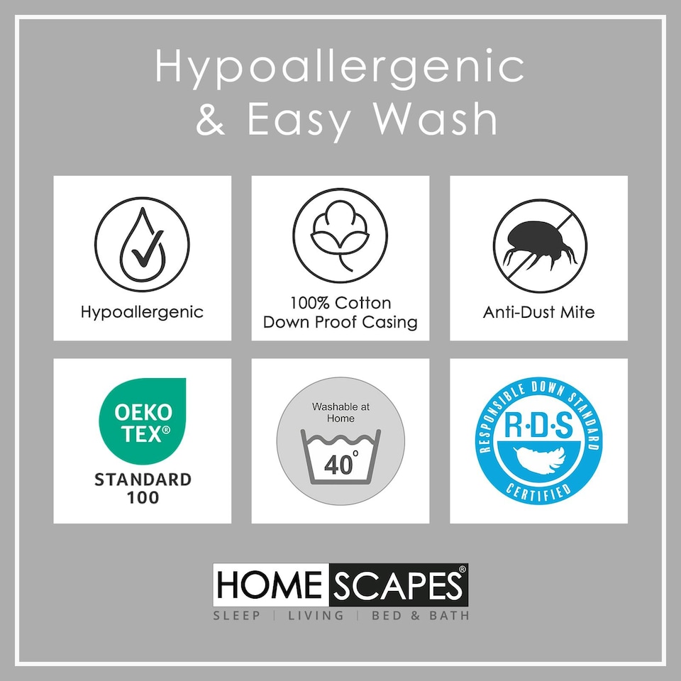 image 1 of Homescapes Goose Feather and Down 10.5 Tog Duvet, Double | White | Double