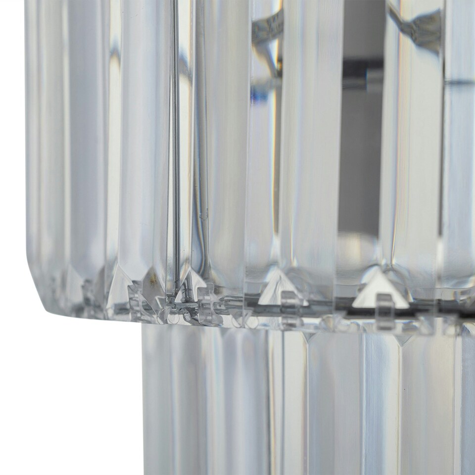 image 1 of First Choice Lighting Set of 2 Clint Clear Acrylic Crystal Two Tier Easy Fit Pendant Shades Clear | Chrome