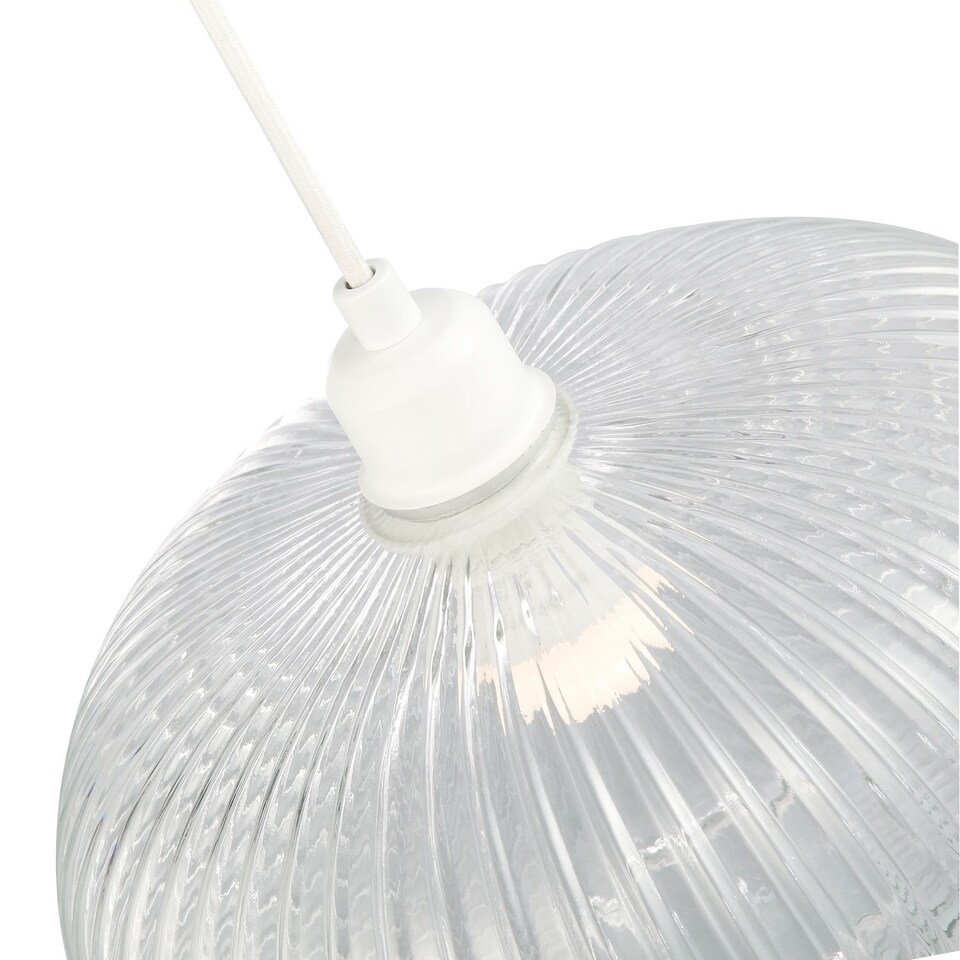 image 1 of Modern Designer Clear Transparent Line Ribbed Glass Oval Pendant Lamp Shade | Clear | Transparent | 1
