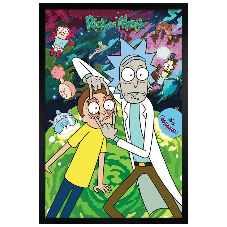 image 1 of Black Wooden Framed Rick and Morty Watch Maxi Poster