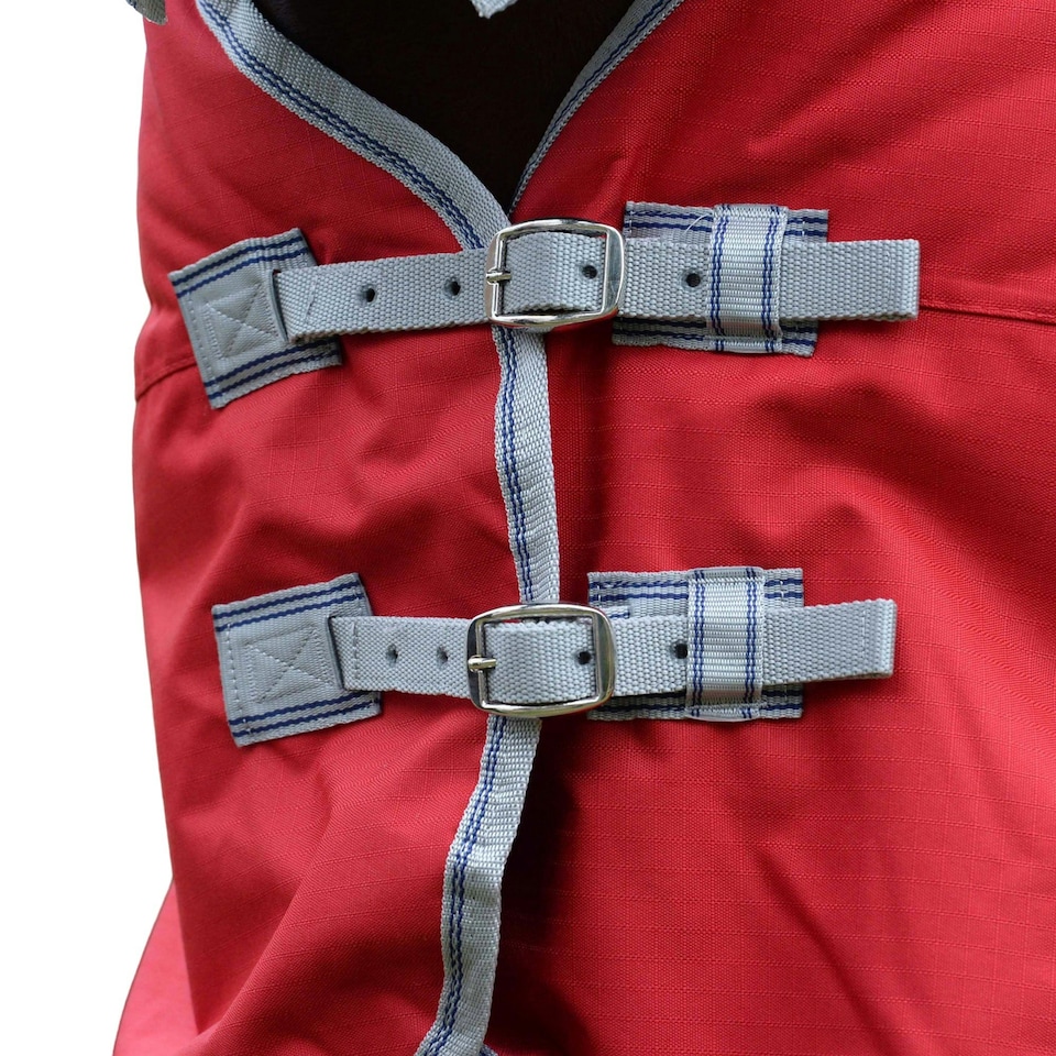image 1 of Weatherbeeta Comfitec Classic Lite Plus Combo Neck Horse Turnout Rug - Red/Silver/Navy - 5´ 3"