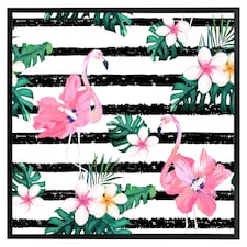 Floral flamingos (Picutre Frame) Black | L