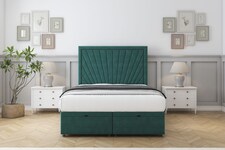 Sloomy Somerset Emerald Plush Ottoman Bed Base With 54" Floor Standing Headboard 2'6 Small Single | Green | Emerald | Small Single | 1