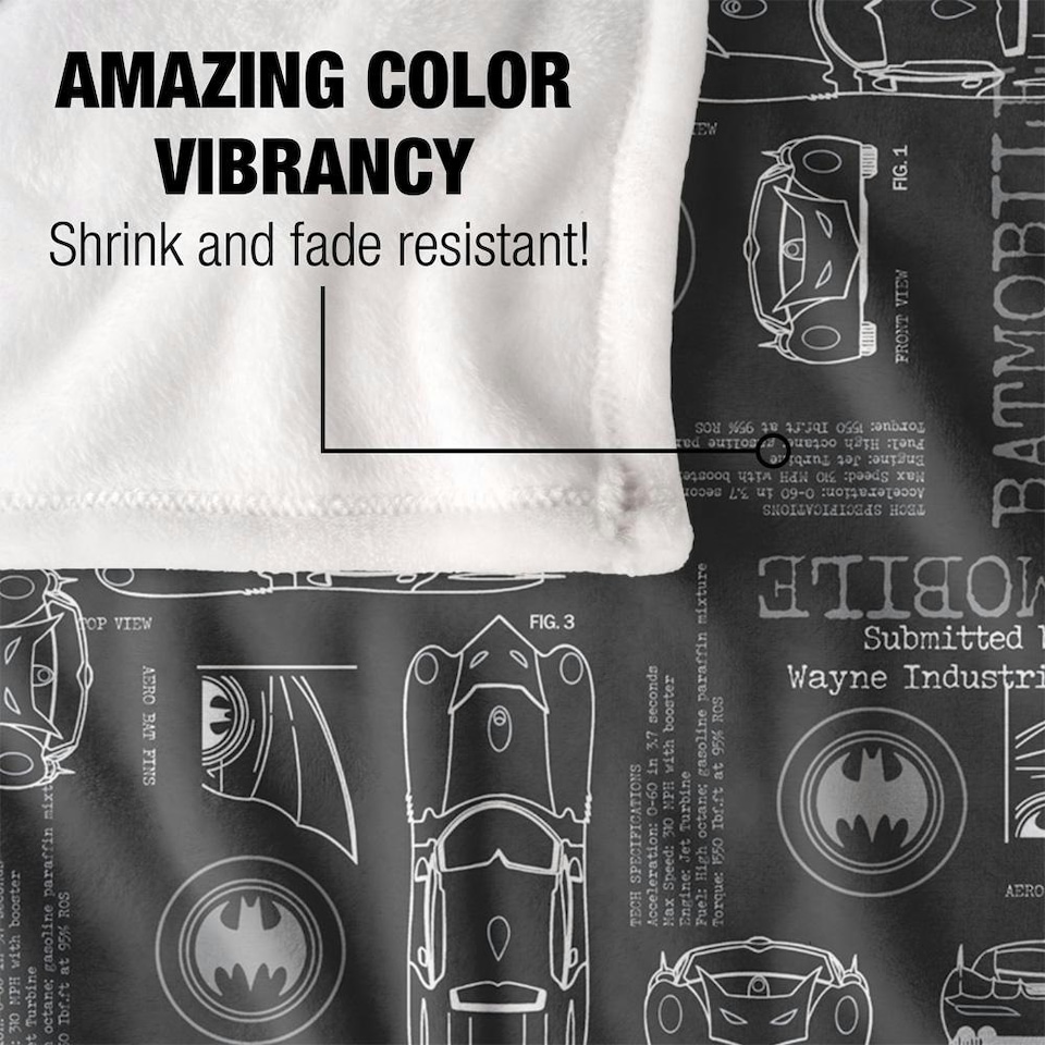 image 1 of Batman Wayne Industries Batmobile Blanket - Multicoloured - One Size