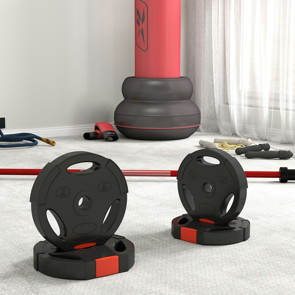 image 1 of SPORTNOW Olympic Weight Plates Set for Home Gym, 2 x 5kg, 2 x 2.5kg, Black