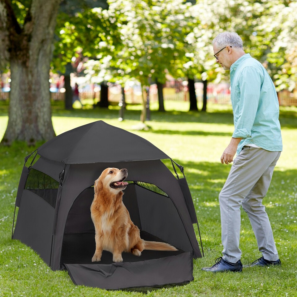 image 1 of PawHut Foldable Dog Cat Tent with Water-Resistant Oxford Cloth, Carry Bag