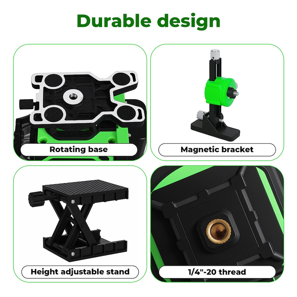 image 1 of Traderight 4D 16 Line Green Laser Level 360 Degree Self Leveling with Remote Tripod