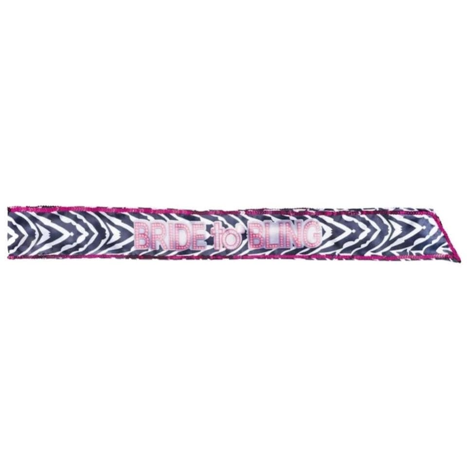 Bride To Bling Party Sash - Black/White/Pink - One Size