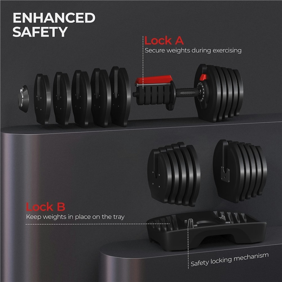 image 1 of Yaheetech 2-40KGS Quick-adjust Dumbbell Black