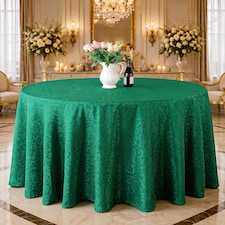 Round Damask Table Cloth, Circular Linen Table Cover - 120 Inch