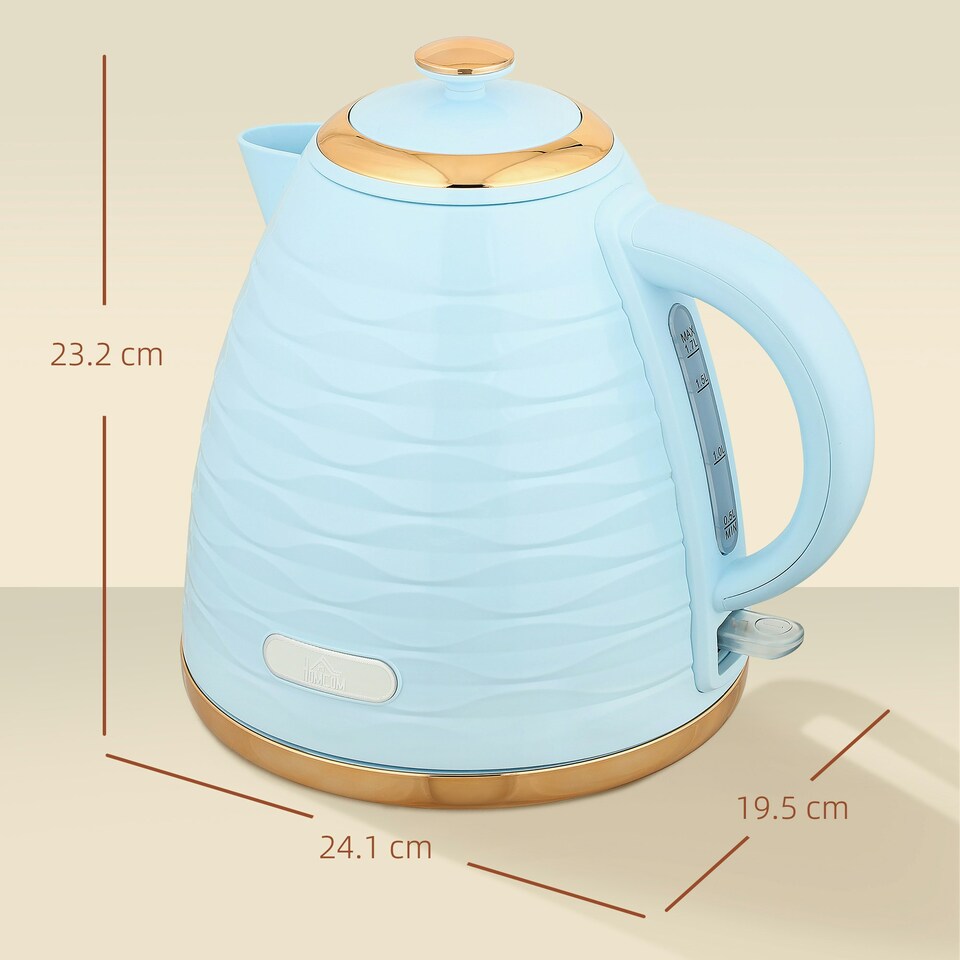 image 1 of HOMCOM Electric Kettle, Fast Boil, 1.7L, 3kW, Swivel, Light Blue Ripple
