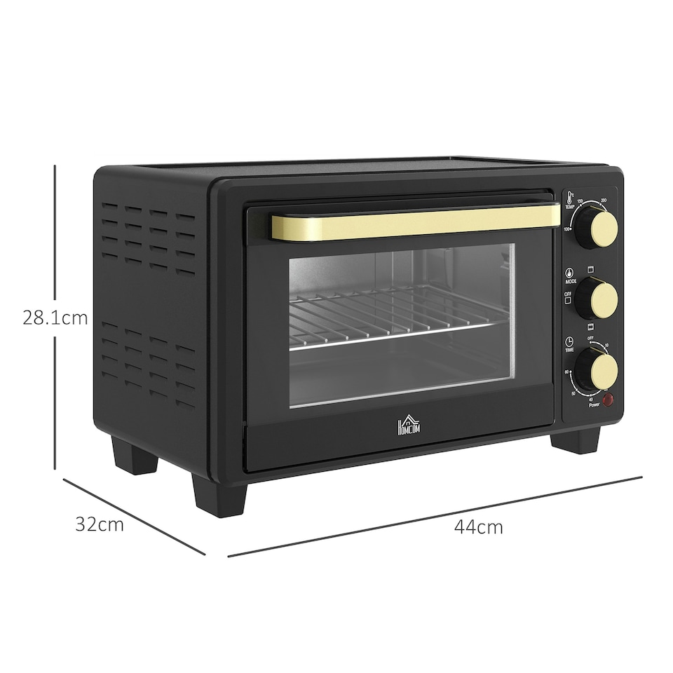 image 1 of HOMCOM Mini Oven 16L Countertop Oven w/ Adjustable Temp Timer 1400W, Black
