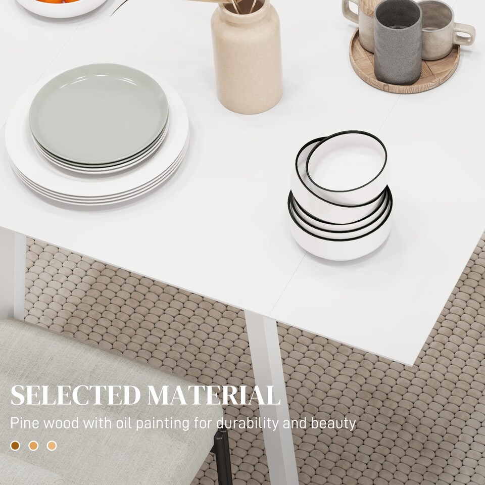 image 1 of HOMCOM Solid Wood Folding Dining Table, Drop Leaf Table for 2-4 People, Rectangle Kitchen Table for Small Space, White | White