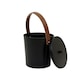 image 5 of Plum Ash Bucket with Leather Handle Black Matte Iron Traditional Style