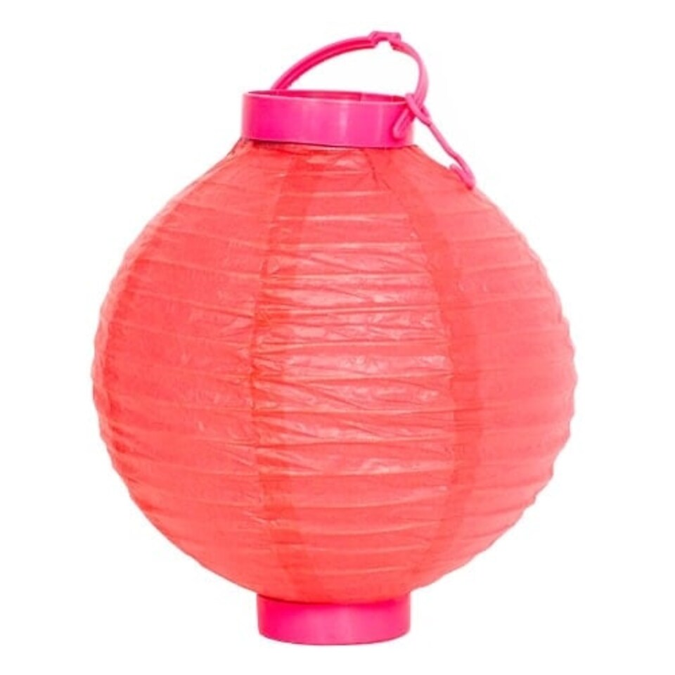 Pink Light Up LED Paper Lantern 20cm