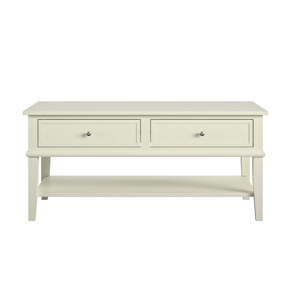 image 1 of Franklin Coffee Table with 2 Drawers White White | White