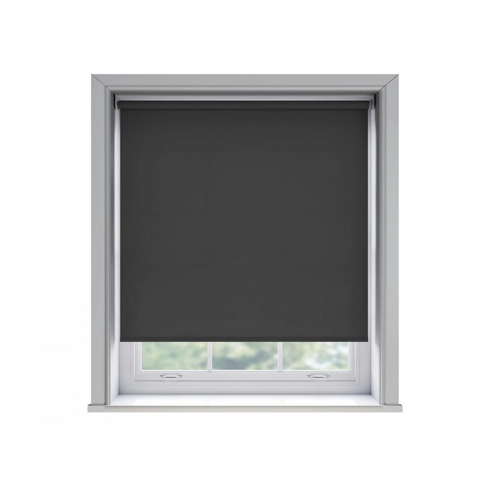 135cm No Drill Black Thermal Blackout Roller Blind (170cm Drop) | Black