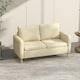 image 2 of HOMCOM 2 Seater Sofa Modern Fabric Couch with Wood Legs and 2 Pockets Beige