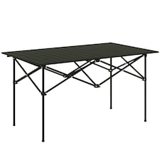 Outsunny Portable Camping Table, 3ft Lightweight Folding Aluminium Picnic Table with Roll Up Top, Carry Bag for Outdoor Camping, Picnic, Hiking, Cooking, BBQ, Fishing, Black