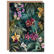 Exotic Orchids Jungle Wild Floral Him Her Birthday Card