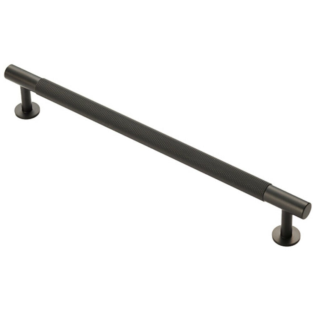 Loops Knurled Bar Door Pull Handle - 274mm x 13mm - 224mm Centres - Matt Black